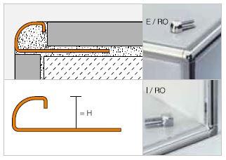 Schlueter RONDEC-EB buitenhoek 90 gr. imitatie metaal geborsteld H=10mm