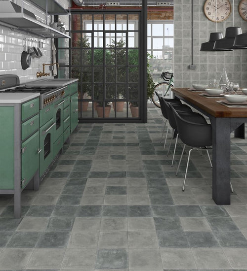 Vloertegel Vives World Streets Orchard Grafito 20x20 cm