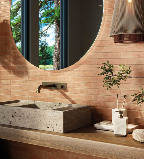 Wandtegel Baerwolf Arta Bruin glans 5x50 cm