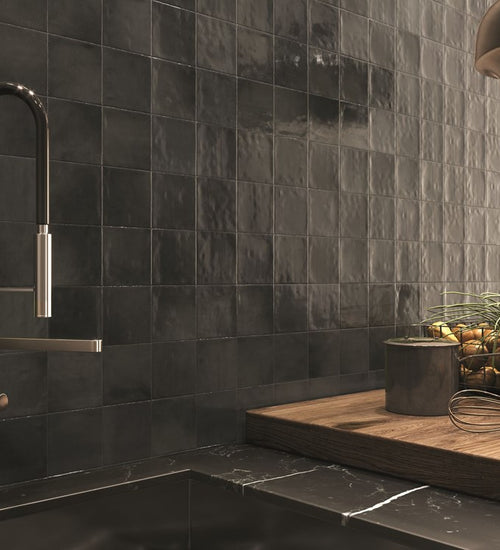 Wandtegel Cifre Zellige Classique Graphite 10x10 cm