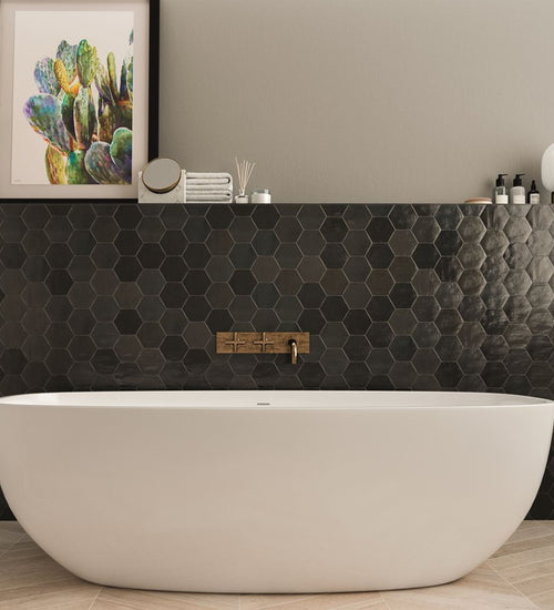 Wandtegel Wow  Zellige Hexa Graphite 10,8x12,4 cm