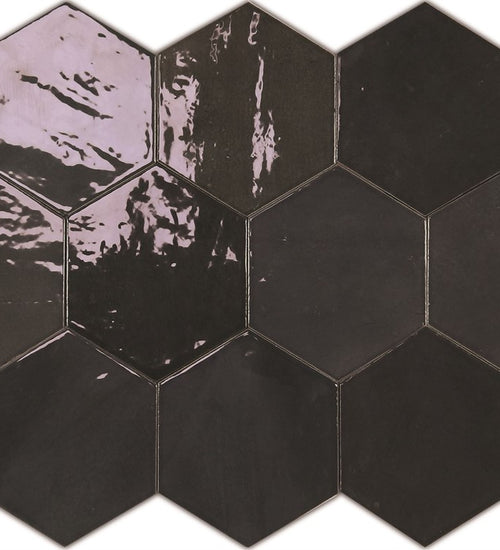 Wandtegel Wow  Zellige Hexa Graphite 10,8x12,4 cm